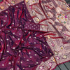 Sonorous Wine Soft Banarasi Silk Saree With Nectarous Blouse Piece
