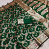 Innovative Dark Green Soft Banarasi Silk Saree With Lovely Blouse Piece
