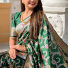 Innovative Dark Green Soft Banarasi Silk Saree With Lovely Blouse Piece