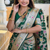 Innovative Dark Green Soft Banarasi Silk Saree With Lovely Blouse Piece