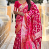Capricious Dark Pink Soft Banarasi Silk Saree With Unique Blouse Piece