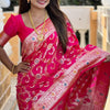 Capricious Dark Pink Soft Banarasi Silk Saree With Unique Blouse Piece