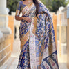Staring Grey Soft Banarasi Silk Saree With Blooming Blouse Piece