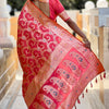 Bucolic Red Soft Banarasi Silk Saree With Conflate Blouse Piece