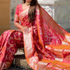 Bucolic Red Soft Banarasi Silk Saree With Conflate Blouse Piece