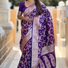 Evocative Royal Purple Soft Banarasi Silk Saree With Moiety Blouse Piece