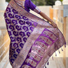 Evocative Royal Purple Soft Banarasi Silk Saree With Moiety Blouse Piece