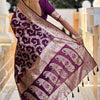 Surreptitious Wine Soft Banarasi Silk Saree With Engaging Blouse Piece