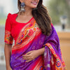 Exuberant Purple Paithani Silk Saree With Tremendous Blouse Piece