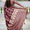 Alluring Wine Soft Banarasi Silk Saree With Gratifying Blouse Piece