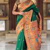 Smashing Dark Green Paithani Silk Saree With Seraglio Blouse Piece