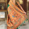 Smashing Dark Green Paithani Silk Saree With Seraglio Blouse Piece