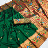 Smashing Dark Green Paithani Silk Saree With Seraglio Blouse Piece