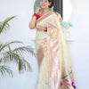 Sizzling Beige Paithani Silk Saree With Girlish Blouse Piece