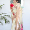 Sizzling Beige Paithani Silk Saree With Girlish Blouse Piece