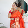 Charming Orange Paithani Silk Saree With Captivating Blouse Piece