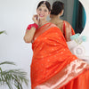 Charming Orange Paithani Silk Saree With Captivating Blouse Piece
