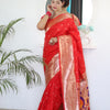 Appealing Red Paithani Silk Saree With Impressive Blouse Piece