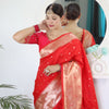 Appealing Red Paithani Silk Saree With Impressive Blouse Piece