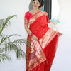 Appealing Red Paithani Silk Saree With Impressive Blouse Piece