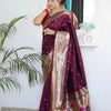 Invaluable Wine Paithani Silk Saree With Mesmerising Blouse Piece