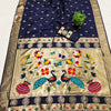 Gossamer Navy Blue Paithani Silk Saree With Scintilla Blouse Piece