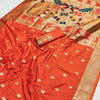 Confounding Orange Paithani Silk Saree With Fantabulous Blouse Piece