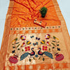 Confounding Orange Paithani Silk Saree With Fantabulous Blouse Piece