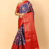 Impressive Royal Blue Kalamkari Printed Saree With Preferable Blouse Piece
