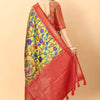 Ideal Yellow Kalamkari Printed Saree With Effervescent Blouse Piece