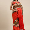 Smart Brown Kalamkari Printed Saree With Adorable Blouse Piece
