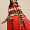 Smart Brown Kalamkari Printed Saree With Adorable Blouse Piece