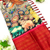 Panoply Beige Kalamkari Printed Saree With Eloquence Blouse Piece