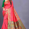 Eloquence Pink Paithani Silk Saree With Ailurophile Blouse Piece