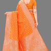 Exquisite Orange Soft Banarasi Silk Saree With Majesty Blouse Piece