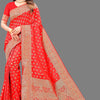 Sensational Red Soft Banarasi Silk Saree With Lovely Blouse Piece