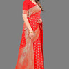 Sensational Red Soft Banarasi Silk Saree With Lovely Blouse Piece