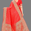 Sensational Red Soft Banarasi Silk Saree With Lovely Blouse Piece