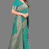 Gleaming Sea Green Soft Banarasi Silk Saree With Invaluable Blouse Piece