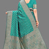 Gleaming Sea Green Soft Banarasi Silk Saree With Invaluable Blouse Piece
