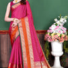 Opulent Dark Pink Soft Banarasi Silk Saree With Jazzy Blouse Piece
