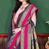 Deserving Navy Blue Soft Banarasi Silk Saree With Breathtaking Blouse Piece