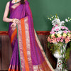 Flamboyant Purple Soft Banarasi Silk Saree With Inspiring Blouse Piece