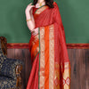 Bewitching Red Soft Banarasi Silk Saree With Demure Blouse Piece