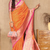 Fairytale Orange Soft Banarasi Silk Saree With Classic Blouse Piece
