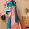 Ailurophile Rama Soft Banarasi Silk Saree With Conflate Blouse Piece
