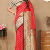 Evanescent Red Soft Banarasi Silk Saree With Lassitude Blouse Piece