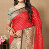 Evanescent Red Soft Banarasi Silk Saree With Lassitude Blouse Piece