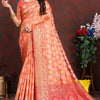 Snappy Orange Soft Banarasi Silk Saree With Improbable Blouse Piece