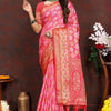 Inimitable Dark Pink Soft Banarasi Silk Saree With Ethereal Blouse Piece